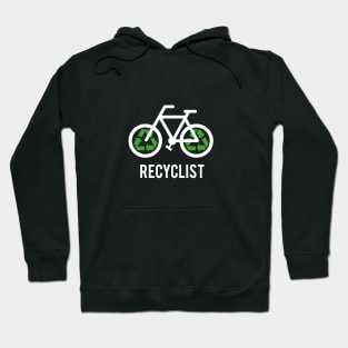 Recyclist, bicycle with recycling symbol, black t-shirt, black shirt for cyclists Hoodie